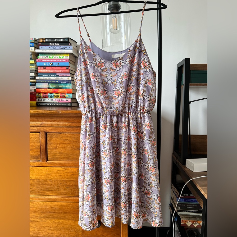 Lush Floral Mini Dress in Purple and Orange